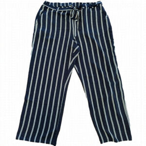 Laura Kent Sheer Navy striped wide leg pants, beach coverage, Sz16